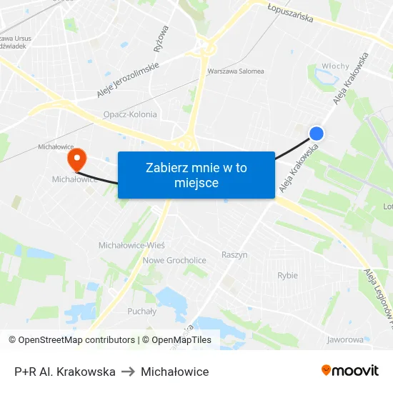 P+R Al. Krakowska to Michałowice map