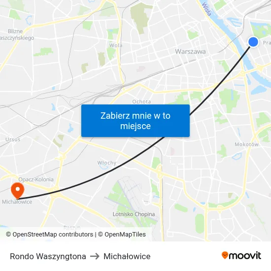 Rondo Waszyngtona to Michałowice map