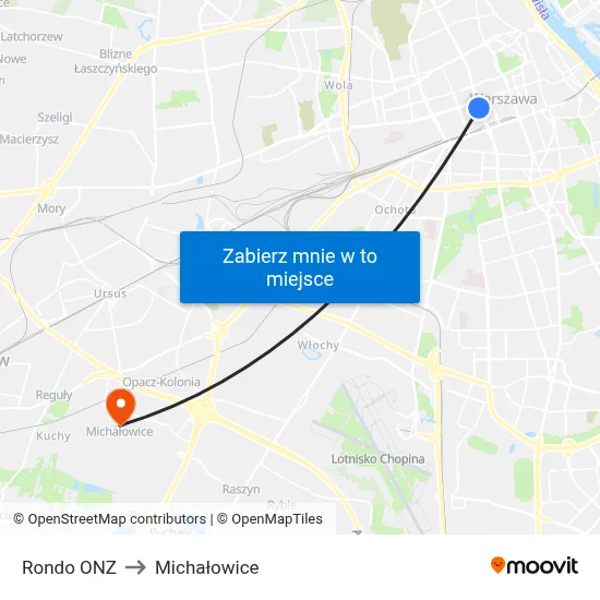 Rondo ONZ to Michałowice map