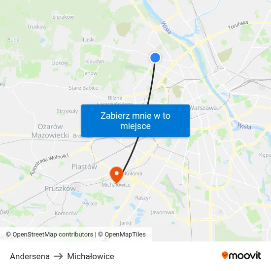 Andersena to Michałowice map