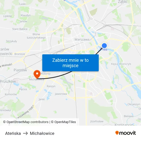 Ateńska to Michałowice map