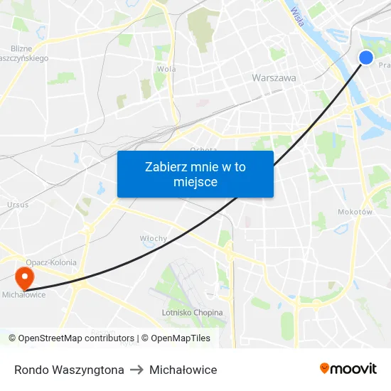 Rondo Waszyngtona to Michałowice map