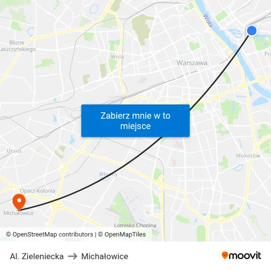 Al. Zieleniecka to Michałowice map