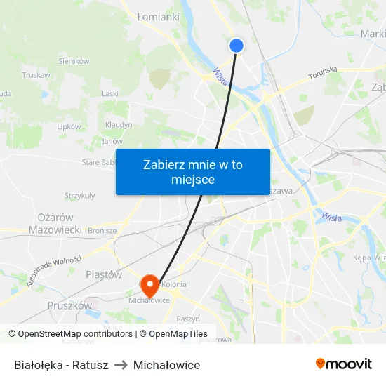 Białołęka - Ratusz to Michałowice map