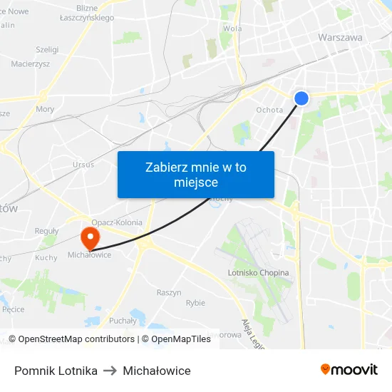 Pomnik Lotnika to Michałowice map