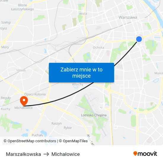 Marszałkowska to Michałowice map