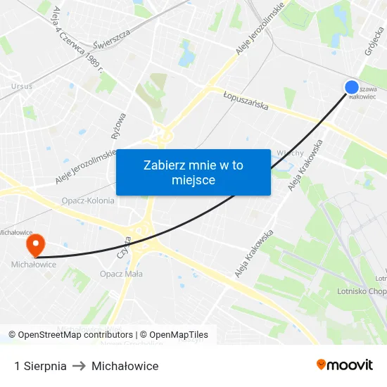1 Sierpnia to Michałowice map