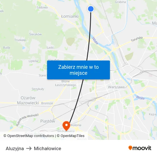 Aluzyjna to Michałowice map