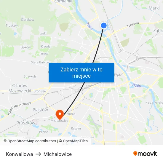Konwaliowa to Michałowice map
