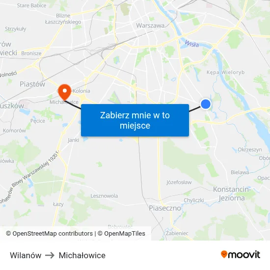 Wilanów to Michałowice map
