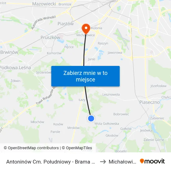 Antoninów Cm. Południowy - Brama Płd. to Michałowice map