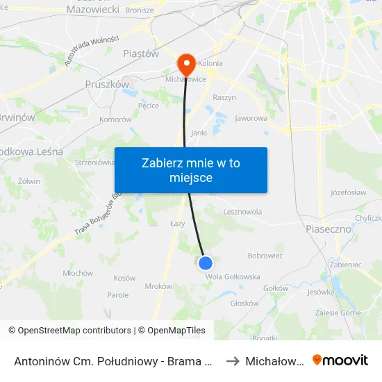 Antoninów Cm. Południowy - Brama Wsch. to Michałowice map