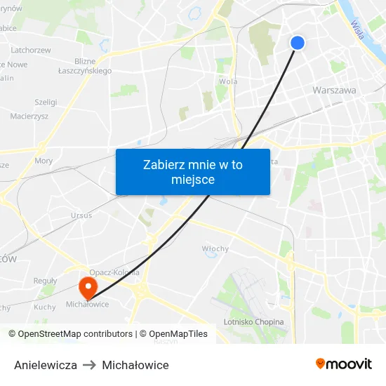 Anielewicza to Michałowice map