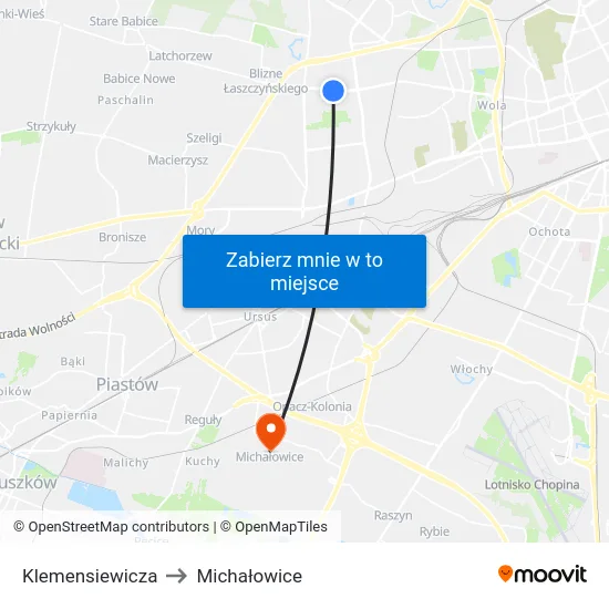Klemensiewicza to Michałowice map