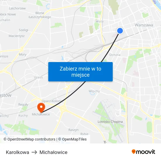 Karolkowa to Michałowice map
