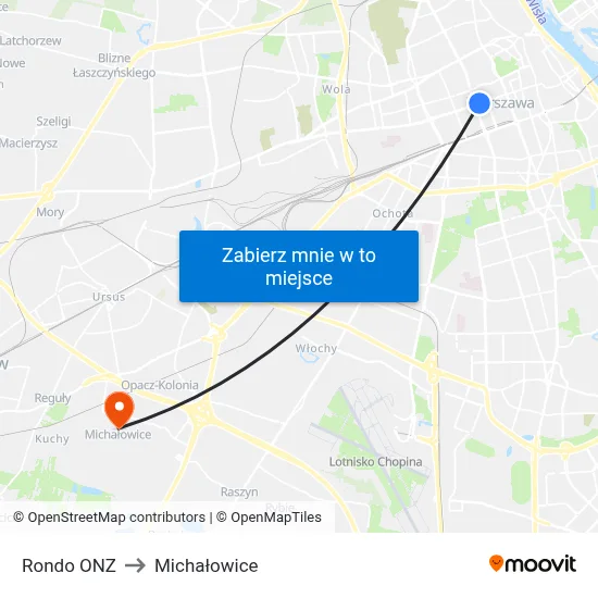 Rondo ONZ to Michałowice map