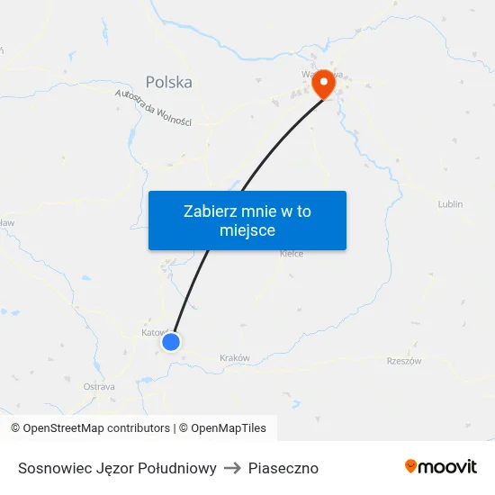 Sosnowiec Jęzor Południowy to Piaseczno map