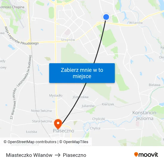 Miasteczko Wilanów to Piaseczno map