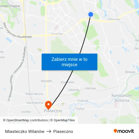 Miasteczko Wilanów to Piaseczno map