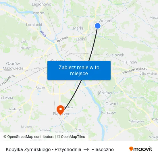 Kobyłka Żymirskiego - Przychodnia to Piaseczno map