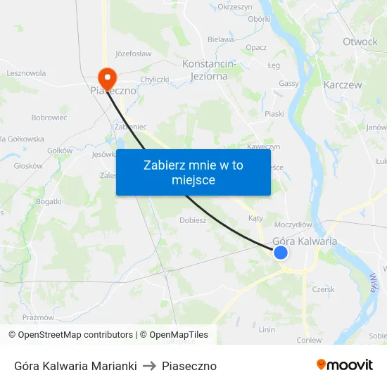 Góra Kalwaria Marianki to Piaseczno map
