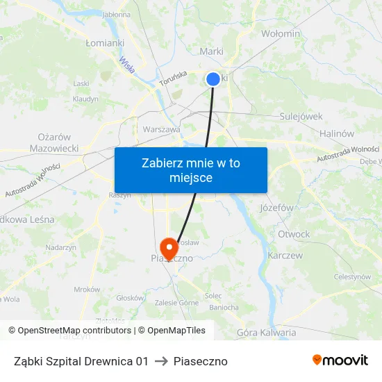 Ząbki Szpital Drewnica 01 to Piaseczno map