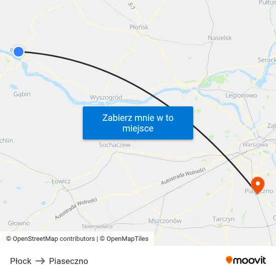 Płock to Piaseczno map