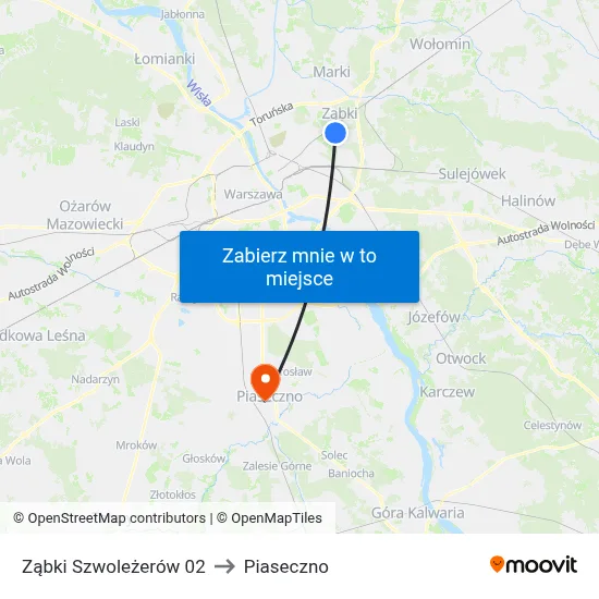 Ząbki Szwoleżerów 02 to Piaseczno map