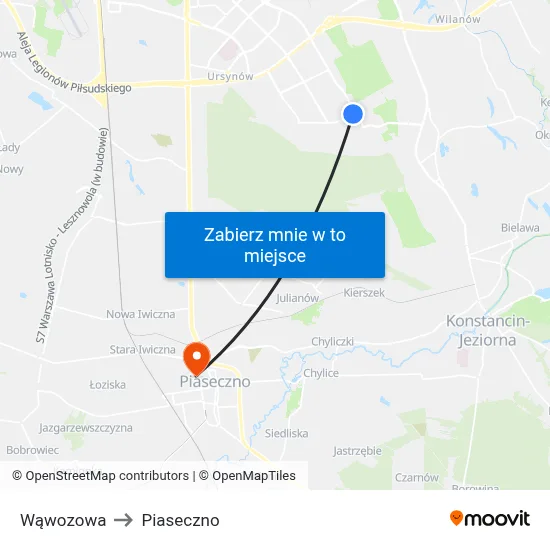 Wąwozowa to Piaseczno map
