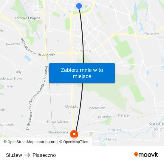 Służew to Piaseczno map