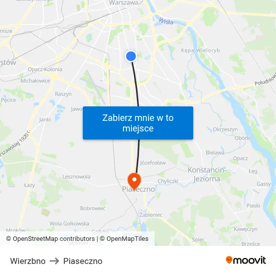 Wierzbno to Piaseczno map