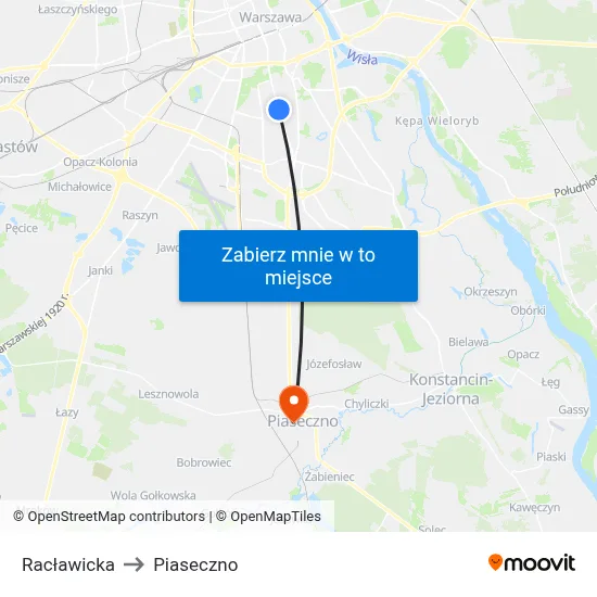 Racławicka to Piaseczno map