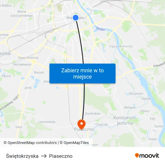 Świętokrzyska to Piaseczno map