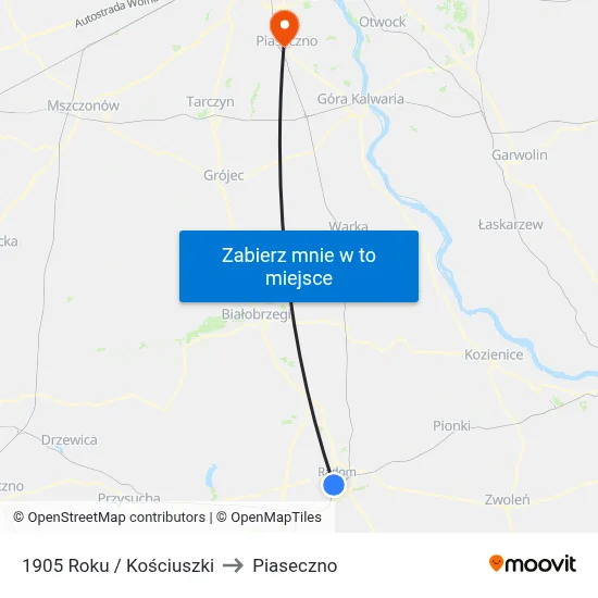 1905 Roku / Kościuszki to Piaseczno map