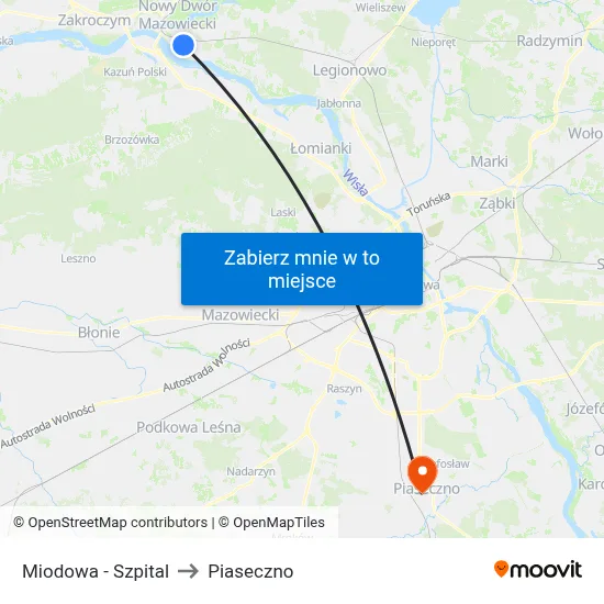 Miodowa - Szpital to Piaseczno map