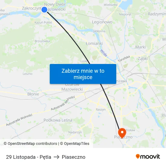 29 Listopada - Pętla to Piaseczno map