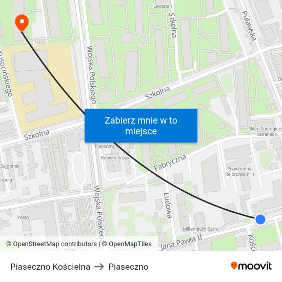 Piaseczno Kościelna to Piaseczno map