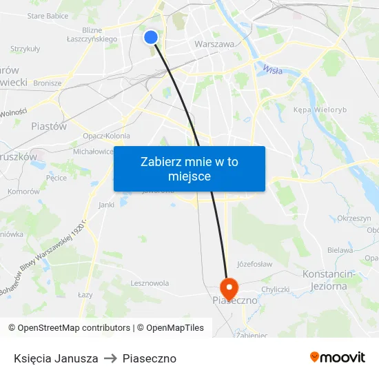 Księcia Janusza to Piaseczno map