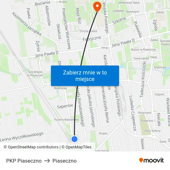 PKP Piaseczno to Piaseczno map