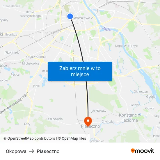 Okopowa to Piaseczno map