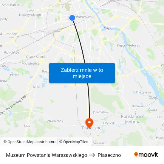 Muzeum Powstania Warszawskiego to Piaseczno map
