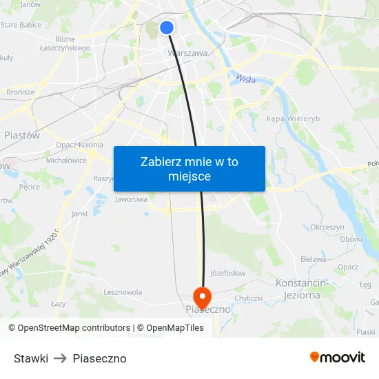 Stawki to Piaseczno map