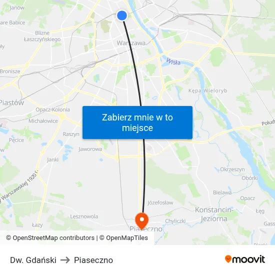 Dw. Gdański to Piaseczno map