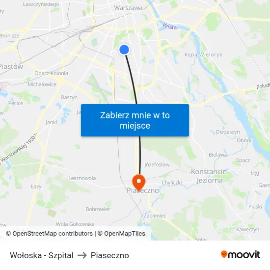 Wołoska - Szpital to Piaseczno map