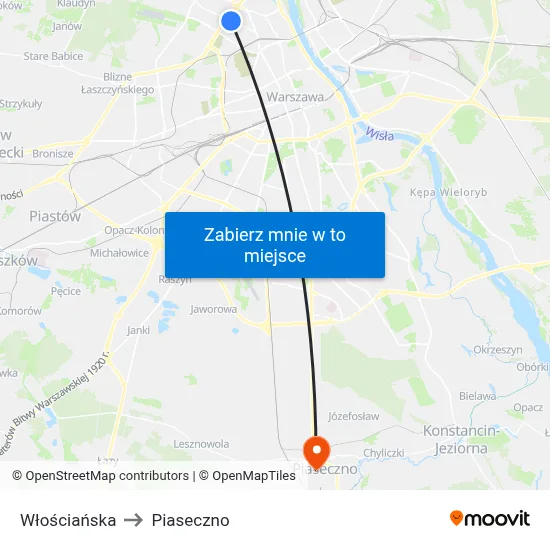 Włościańska to Piaseczno map