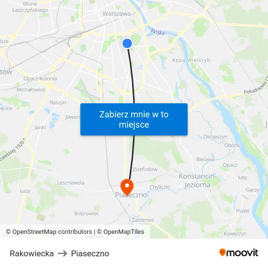 Rakowiecka to Piaseczno map