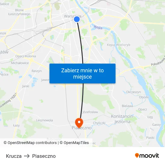 Krucza to Piaseczno map