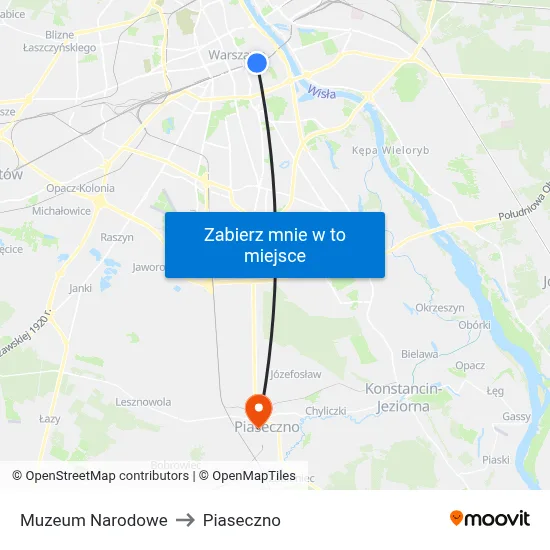 Muzeum Narodowe to Piaseczno map