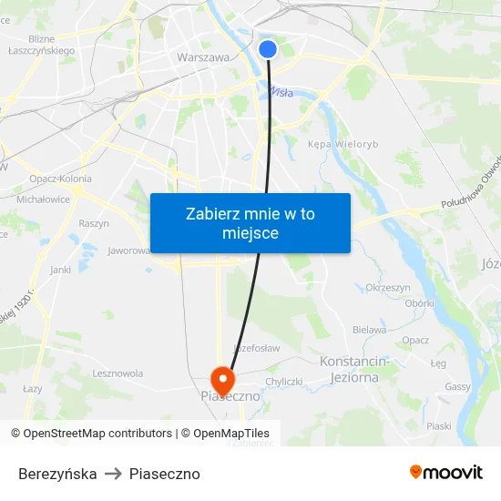 Berezyńska to Piaseczno map