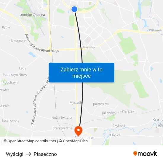 Wyścigi to Piaseczno map